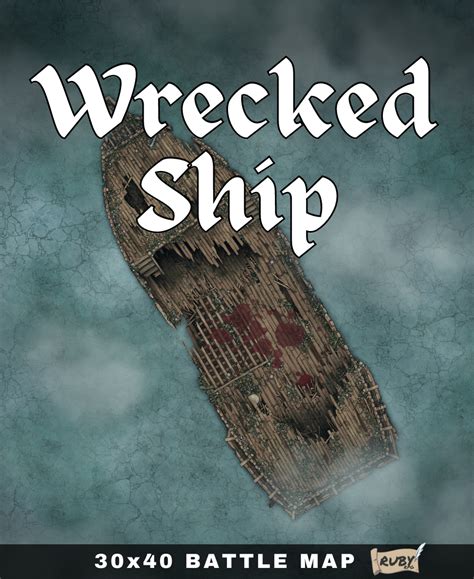 30x40 Battle Map - Wrecked Ship Frozen Ocean - RubyRPG | DriveThruRPG.com