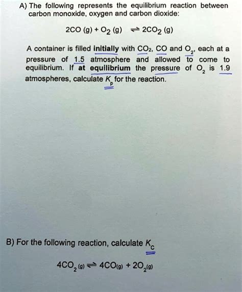 a the following represents the equilibrium reaction between carbon ...