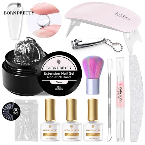 Born Pretty Nude Poly Nail Uv Gel Set Non Stick Hand Solid Extension Acrylic Quick Building Gel