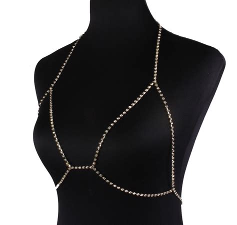 Colar Strass Sutiã Corrente Sexy Harness Bikini Body Parcelamento sem juros