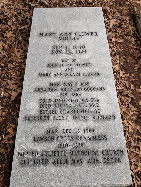 Mary Ann Mollie Clower Chambless Find A Grave Memorial