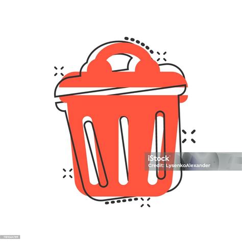 Ilustración De Icono De Basura De Papelera En Estilo Cómico Pictograma