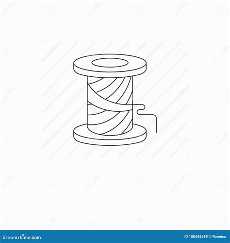 Simple Spool Of Thread Vector Line Icon Stock Vector Illustration Of