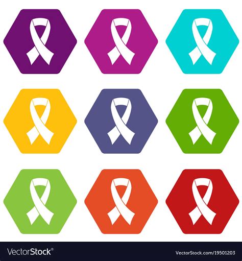 Every All Cancer Ribbon Color Isolated Icons Vector Image 48 Off