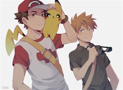 Pikachu Red And Blue Oak Pokemon And More Drawn By Suikka Danbooru