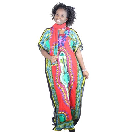 Women Short Sleeved Embroideried Collar Summer Long Dashiki Dress