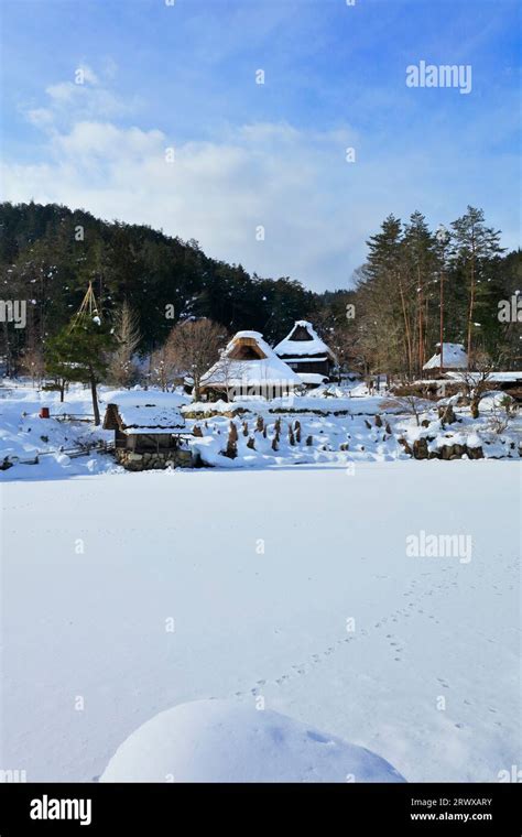 Snow in Hida Folk Village in winter Stock Photo - Alamy