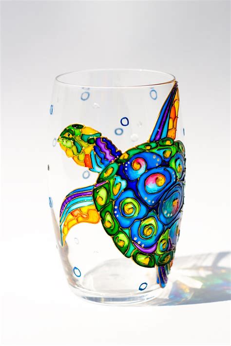 Unique Drinking Glasses Sea Turtle Wine Glasses Ocean By Vitraaze