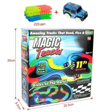 Гибкий трек с машинкой Светящийся в темноте 220 деталей M+ Magic Tracks ...