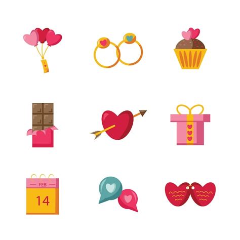 Conjunto De Iconos Del D A De San Valent N Vector Premium