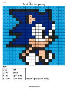 Nintendo Multiplication And Division Coloring Squared Hedgehog