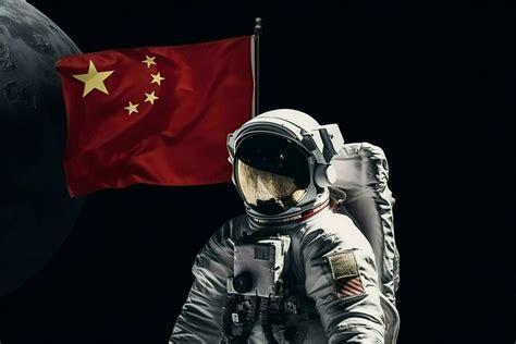 Chinese Astronaut Moon With Flag 30634309 Stock Photo At Vecteezy