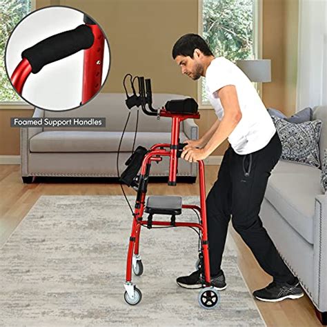 Goplus D Ambulateur Vertical Pliable Robuste Avec Si Ge Et Roues