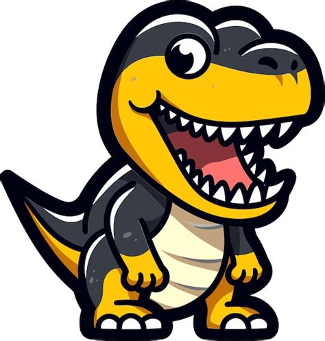 Un Dinosaurio Con Una Gran Sonrisa En Su Cara Vector Premium