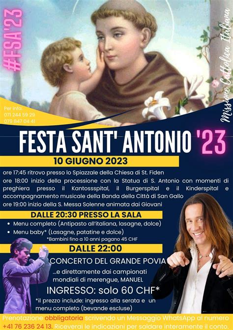 Missione Cattolica Italiana San Gallo Rorschach Festa S Antonio 2023