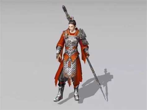 Ancient Chinese Warrior With Spear Free 3d Model Max Vray