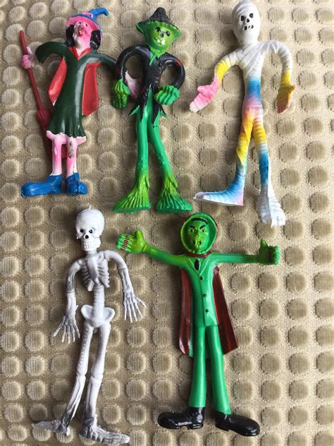 A Set Of 5 Vintage Halloween Creeps Bendable Figures Etsy