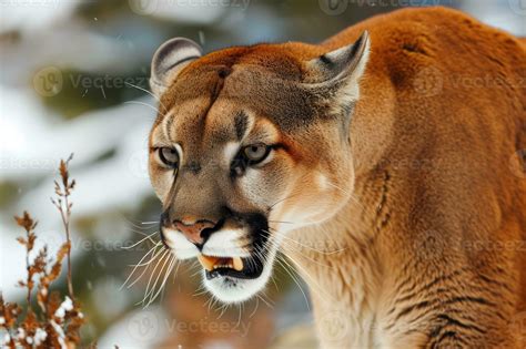 AI generated Roaring cougar or mountain lion hunts its prey 36098693