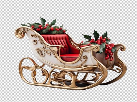 Premium PSD | Decorated christmas sleigh for santa claus