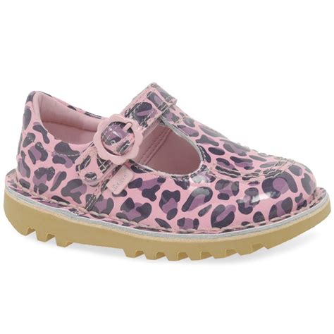 Kickers Kick T Bar Leopard Girls Infant Shoes Charles Clinkard