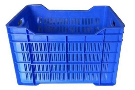 Mesh Rectangular Blue Plastic Crates For Vegetable Crate Capacity