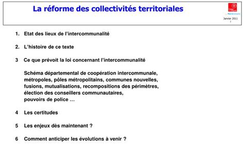 Ppt La R Forme Des Collectivit S Territoriales Powerpoint