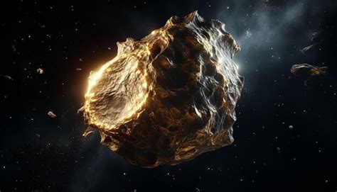 Premium AI Image | Asteroid made of pure gold in space realistic