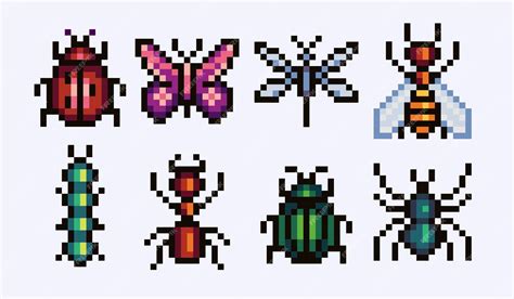 Premium Vector Insects Pixel Art Set Bugs And Beetles Collection 8