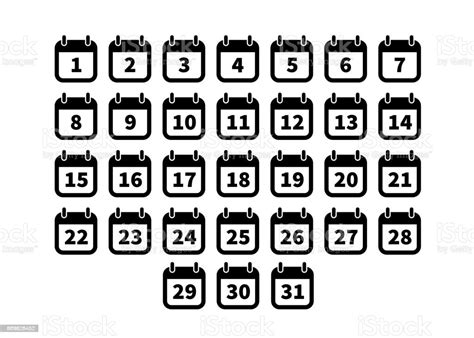 Set Of Simple Black Calendar Icons Isolated On White Stock Illustration