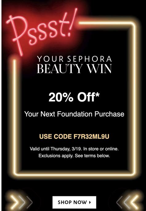 Sephora Sent Me A 20 Off Coupon For Foundation Valid Until Thursday 3