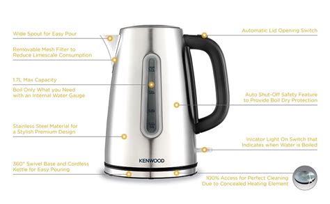 Kenwood Stainless Steel Kettle 1 7L Cordless Electric Kettle 3000W With