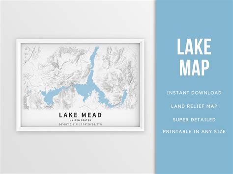 Printable Map Lake Mead Colorado River Nevada and Arizona - Etsy