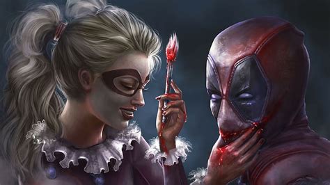 Hd Wallpaper Harley Quinn Deadpool Artwork Portrait Blond Hair