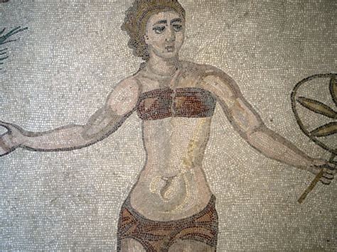 Bikini Bath Girls At Ancient Roman Mosaic Of Villa Del Casale Sicily Editorial Image Image Of