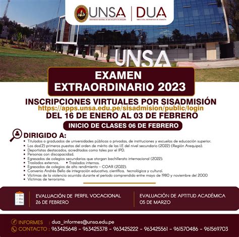 UNSA Dispone 1034 Vacantes Para Examen Extraordinario 2023 UNSA