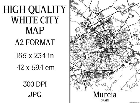 Murcia Spain White City Map Graphic by Mappingz · Creative Fabrica