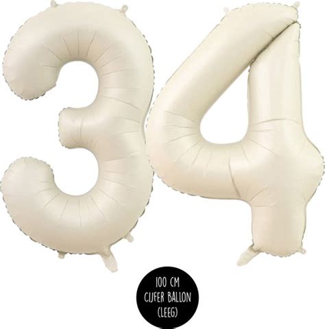Cijfer Helium Folie Ballon XL Jaar Cijfer Creme Satijn Nude Cm Bol