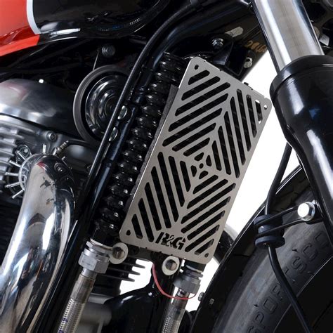 R G Racing Stainless Oil Cooler Guard For The Royal Enfield Interceptor