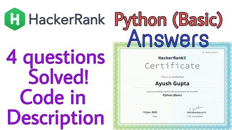 Hackerrank Python Certification Solution Free Certification