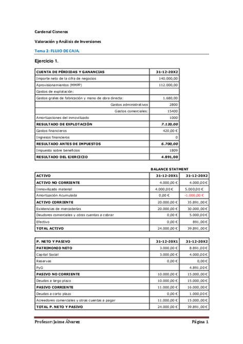 Tema El Flujo De Caja Ejercicios Pdf