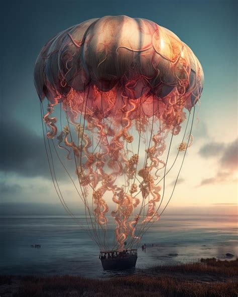 Premium AI Image A Hot Air Balloon With A Jellyfish On It