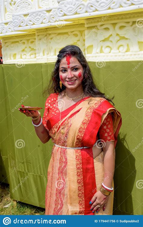 Women Participate In Sindur Khela At A Puja Pandal On The Last Day Of