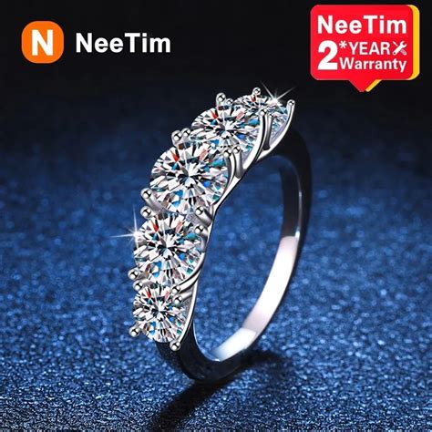 Neetim Ct D Kleur Moissanite Ringen Voor Vrouwen Wedding Jewely Met