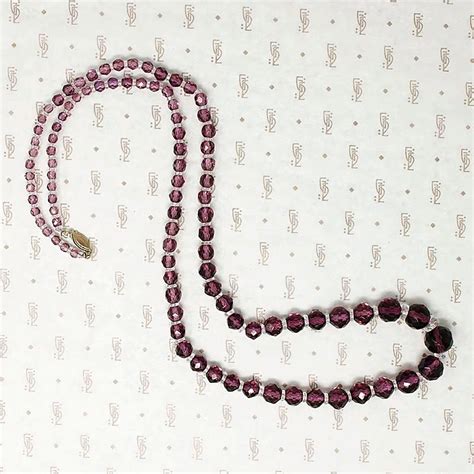 Royal Purple Art Deco Bead Necklace Gem Set Love