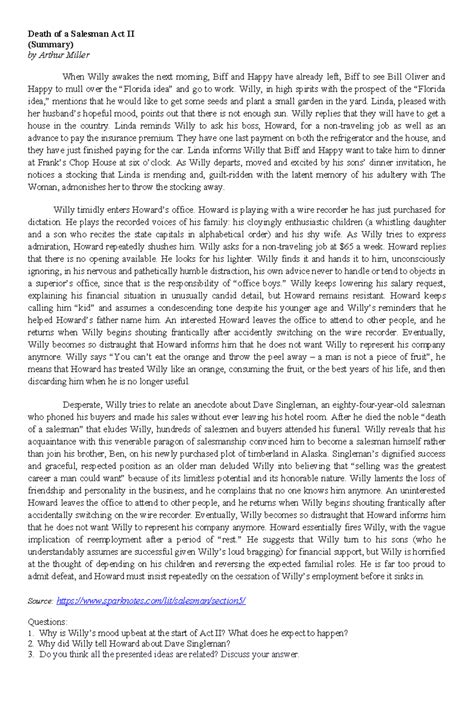 Death Of The Salesman Act 1 Summary 8