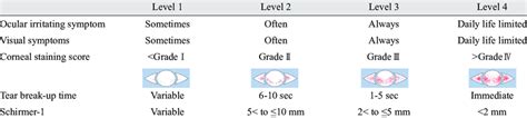 Dry Eye Severity Grading Scheme For Korean Dry Eye Guidelines Download Table