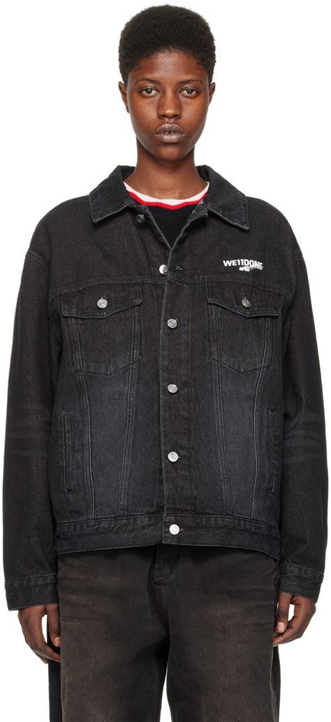 We11done Black Faded Denim Jacket SSENSE