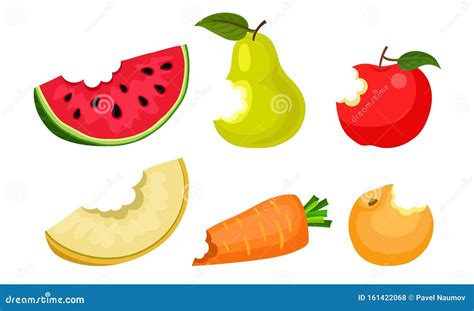 Conjunto Ilustrado De Vectores De Frutas Y Verduras De Bitten