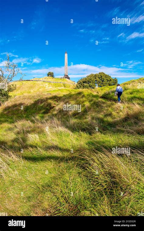 The Obelisk Monument Spire At The Top Of One Tree Hill In Auckland New