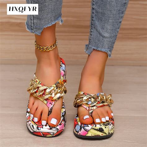 Ver O Feminino Mais Novo Moda Corrente Flip Flops Sand Lia